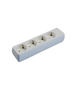 Receptacle European 2-pole/Earth for 4-plugs straight, surface mntg