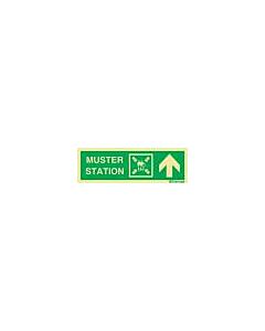 DIRECTION SIGN MUSTER, STATION/ARROW UP 100X300MM