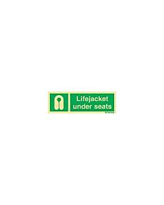 SAFETY SIGN LIFEJACKETS UNDER, SEAT 250X150MM
