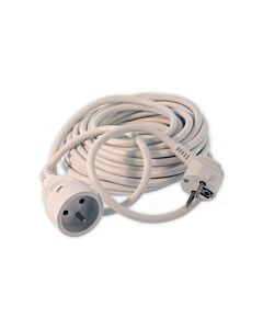 PVC Extension cable 3x1,5mm², with plug male/female with earth pen/hole, 10mtr, White