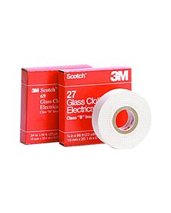 Scotch tape 27, 12mm, roll of 20mtr, High temperature glass tape